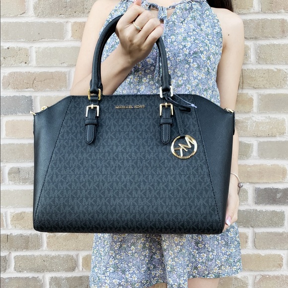 NWT Michael Kors Large Satchel Black Wallet SET - Picture 4 of 7